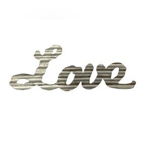 LOVE ALUMINUM/Galvanized  Metal Wall Art Sign Measures 16”x 6” NWOT